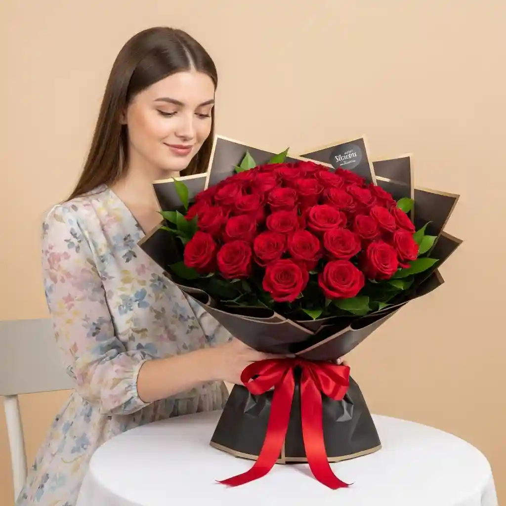 Modern Red Rose Bouquet